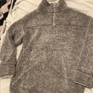 Grey fluffy 1/4 zip